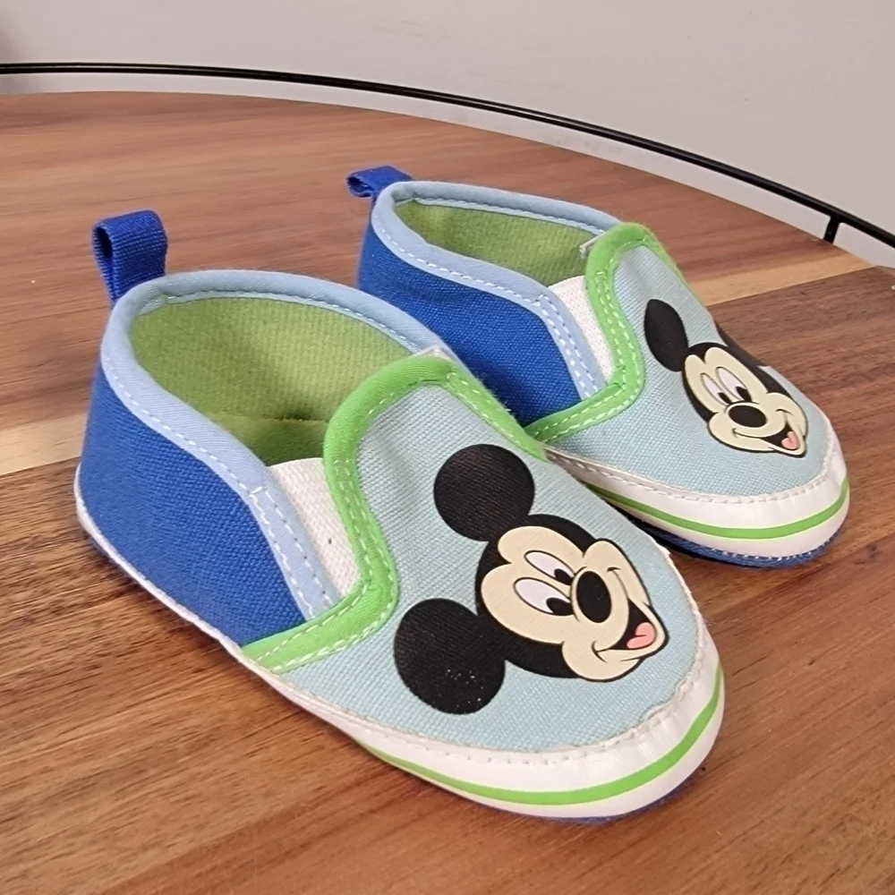 Disney Mickey Mouse Canvas Slip On Baby Size 6 - 9 months